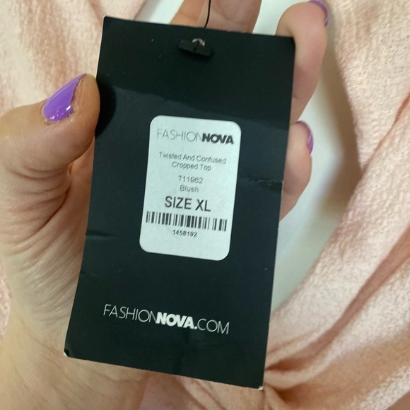 Fashion, nova extra, large, twisted and confused, blush, pink crop top Thai back - Picture 3 of 6